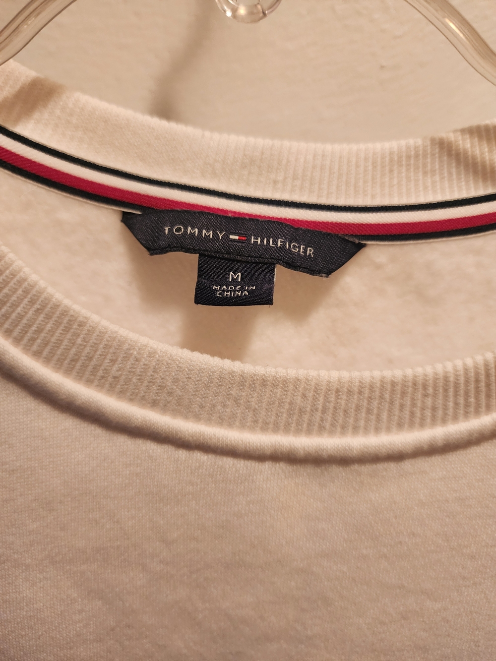 Tommy Hilfiger Men's Cream Logo Crewneck Sweater - Picture 4 of 4